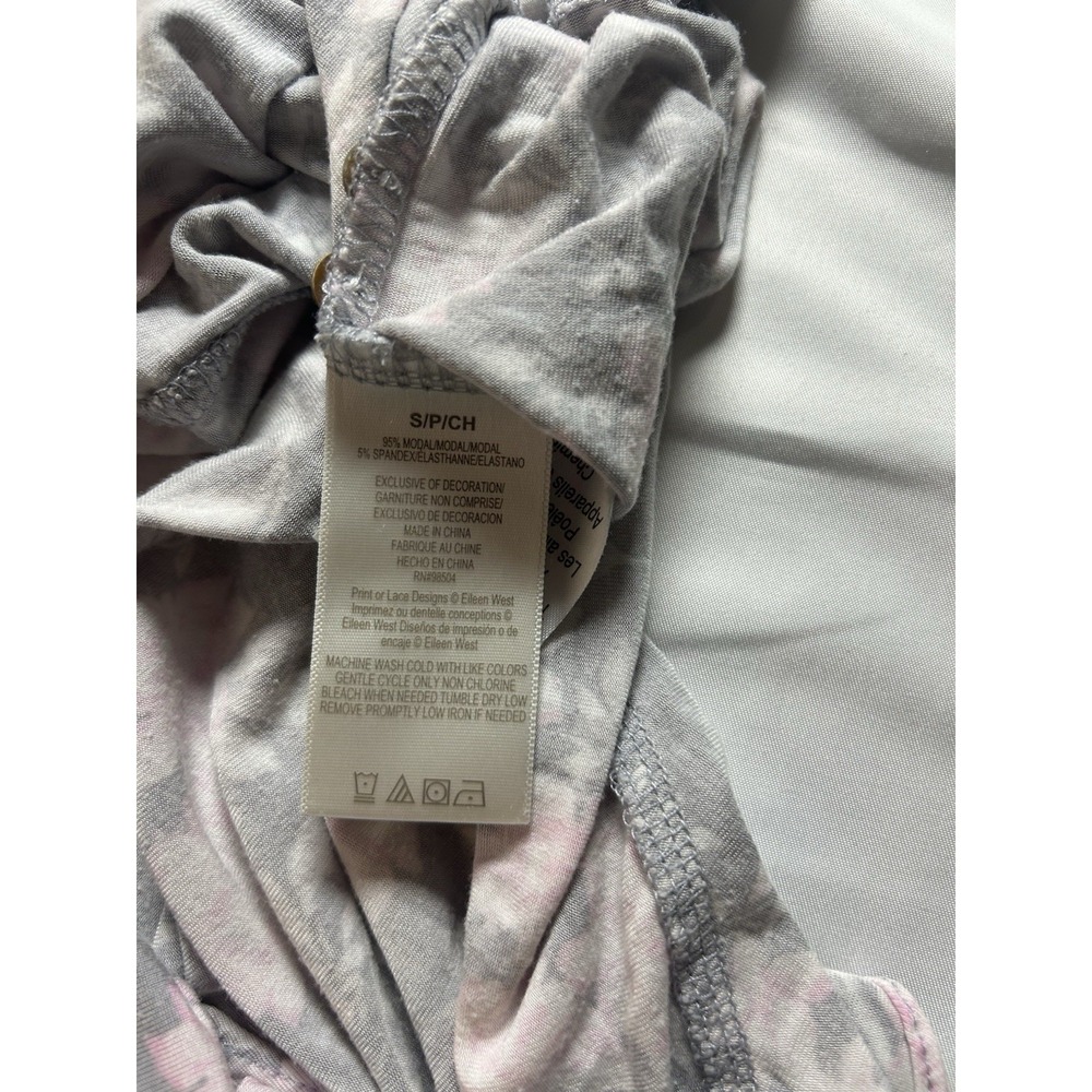 Eileen West Women's Night Gown Sz Small Gray Pink Floral Pattern With Lace Trim - Picture 6 of 10